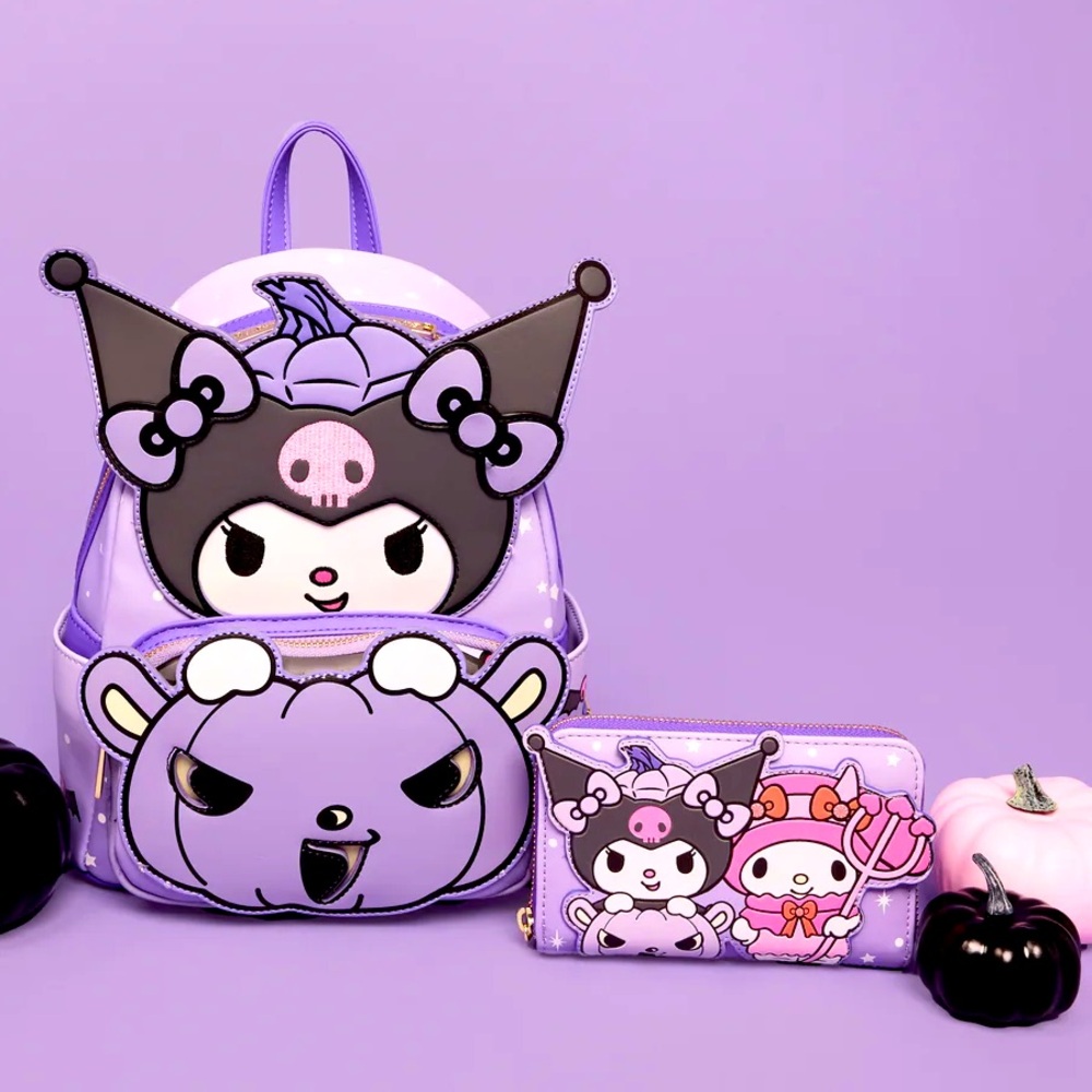 Loungefly Sanrio Kuromi Halloween mini backpack glow in dark 🎃😈plus wallet
